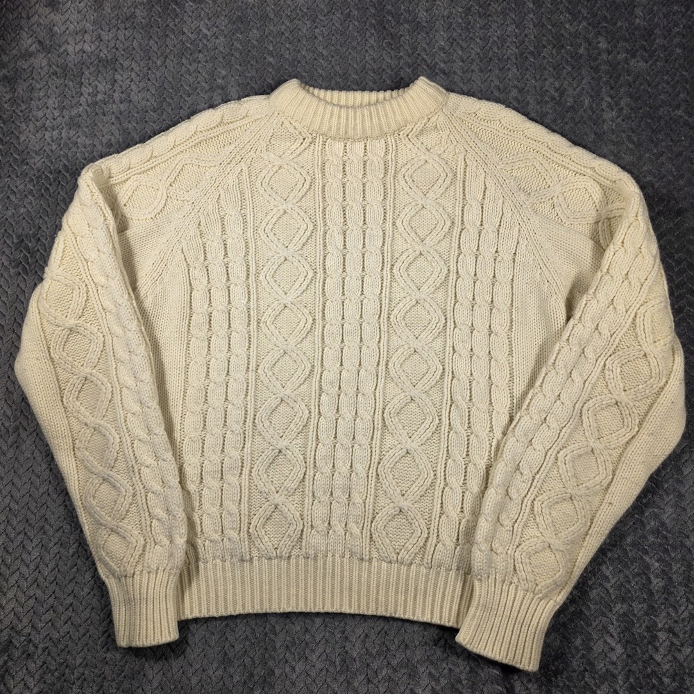 Vintage Cranbrook Cable Knit Sweater Men's Medium Cream Fisherman Cabincore